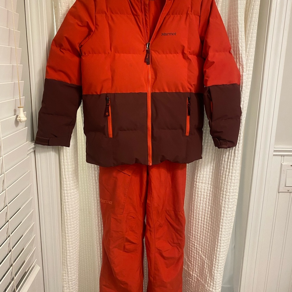 Marmot Boys' Red and Burgundy Ski/Snowboard Jacket & Pants (12-14)